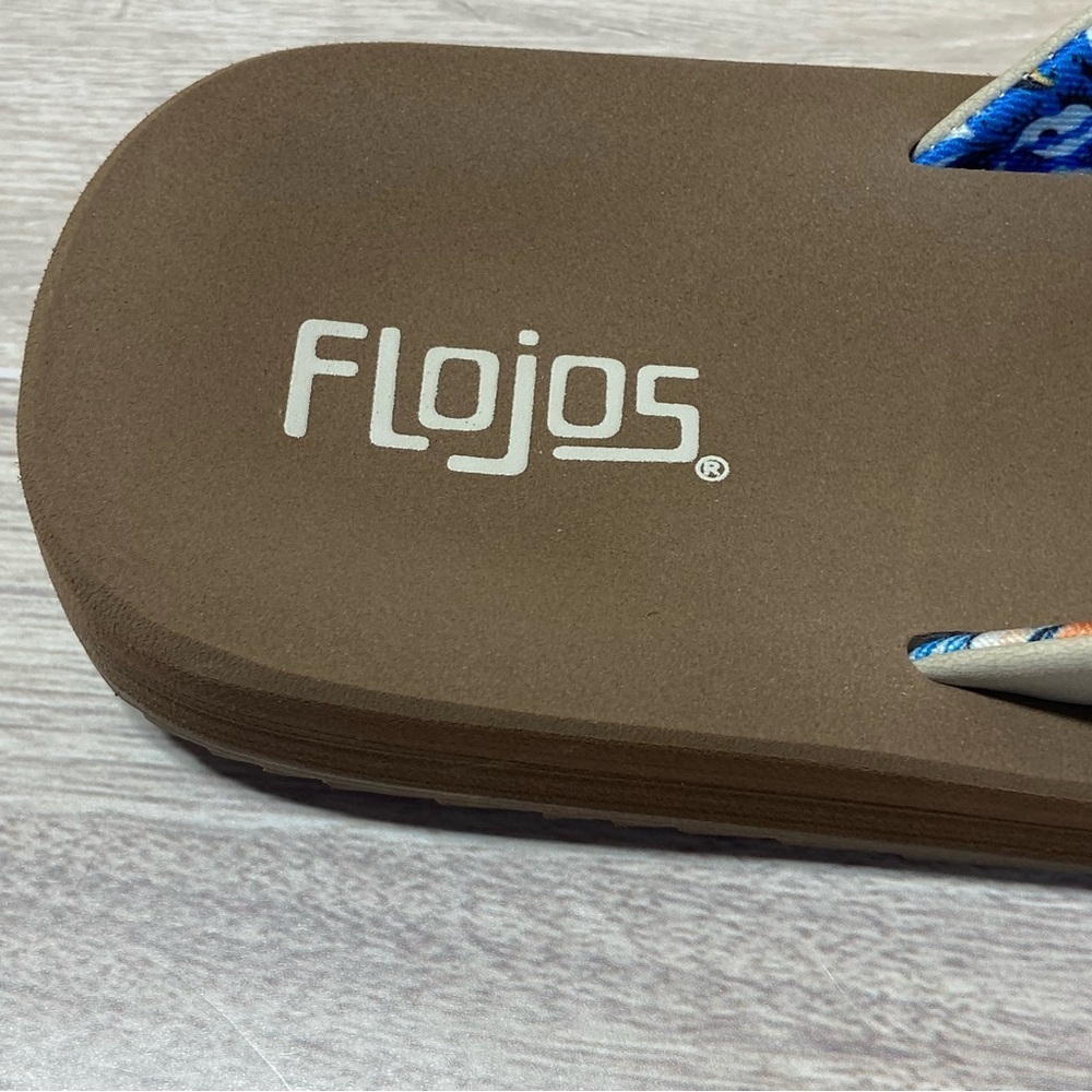 FLOJOS / Cream 130 Emma Hibiscus Thong Flip Flops Size 10 - Picture 5 of 9